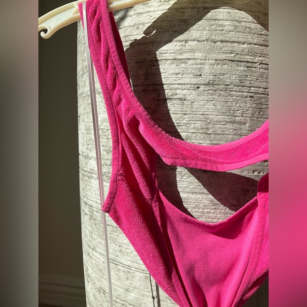 Bnwt Solid And Striped Pink Terrycloth Cut Out Mi… - image 4